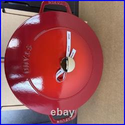 Staub Enameled Cast Iron Dutch Oven Round 5 Qt #26 Cherry Red