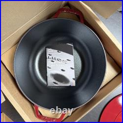 Staub Enameled Cast Iron Dutch Oven Round 5 Qt #26 Cherry Red