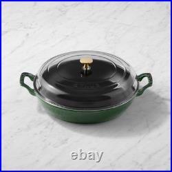 Staub Enameled Cast Iron Everything Braiser, 3.5-Qt, Color Basil with Brass Kno