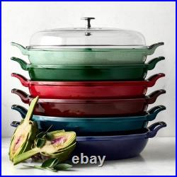 Staub Enameled Cast Iron Everything Braiser, 3.5-Qt, Color Basil with Brass Kno