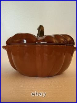 Staub Enameled Cast Iron Pumpkin Cocotte 24cm 3.5 Qt Dutch Oven Cinnamon France
