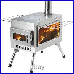 Stove Wood Burning Iron Cast Oven Camping Cooker Outdoor Cooking Fireplace Large