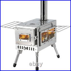Stove Wood Burning Iron Cast Oven Camping Cooker Outdoor Cooking Fireplace Large