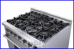 THOR 36 Inch SS Gas Range with 5.2 Cu. Ft. Oven, 6 Burners, Cast Iron Grates