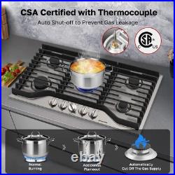 ThermoMate Heavy 36 Inch Gas Cooktop with 5 Italy Sabaf Power Burners, Built In