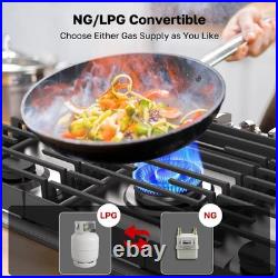 ThermoMate Heavy 36 Inch Gas Cooktop with 5 Italy Sabaf Power Burners, Built In