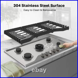 ThermoMate Heavy 36 Inch Gas Cooktop with 5 Italy Sabaf Power Burners, Built In