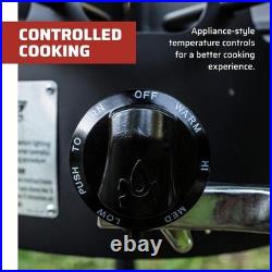 Two Burner Stove 30,000 BTU Cast-Aluminum Burners Cooking 14 in x 32 Black