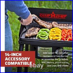 Two Burner Stove 30,000 BTU Cast-Aluminum Burners Cooking 14 in x 32 Black