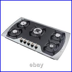 USA 5 Burners Gas Stove 35.4 Built-In Gas Cooktop Natural Gas Propane Stainless