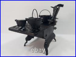 USA Stamp CRESCENT Miniature CAST IRON Stove Oven 17 Piece Toy Salesman Sample