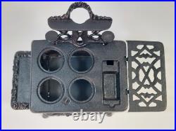 USA Stamp CRESCENT Miniature CAST IRON Stove Oven 17 Piece Toy Salesman Sample