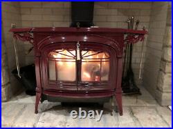 USED Vermont Castings Definat Encore cast Iron Wood Bruning Stove Red 1986