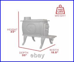 US Stove Cast Iron Wood Burning Stove 23x18.5x33 Indoor 54000 BTU 900 Sq Foot