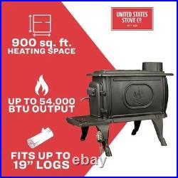 US Stove Logwood (900 sq). Ft. 2020 EPA Certified Cast Iron Wood-Burning Stove
