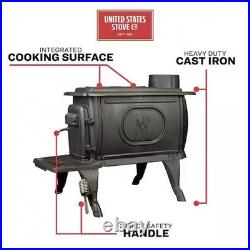 US Stove Logwood (900 sq). Ft. 2020 EPA Certified Cast Iron Wood-Burning Stove