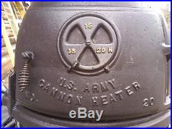 U. S. Army Cannon Heater #20. Cast Iron Pot Belly Stove. WW1. WW2