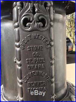 Unique Antique Cast Iron & Nickel Silver Wood/Coal Parlor Stove restored