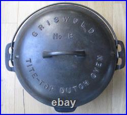VINTAGE GRISWOLD No 8 CAST IRON TITE-TOP DUTCH OVEN #833 WITH LID
