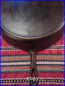 VINTAGE NO. 14 BSR CAST IRON SKILLET WITH HEAT RING Restored WITH HEAT RING
