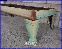 VTG Art Deco Green Brown Cream Porcelan Cast Iron Stove Base Low Coffee Table