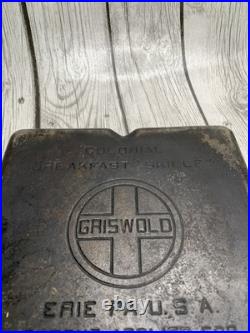 VTG Cast Iron Griswold 666 C Colonial Breakfast Skillet Griddle LBL Large Logo