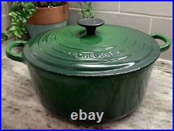 VTG Le Creuset France #26 Green Enameled Cast Iron 5.5 Qt Dutch Oven withLid EUC