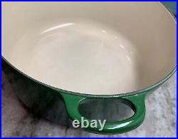 VTG Le Creuset France #26 Green Enameled Cast Iron 5.5 Qt Dutch Oven withLid EUC