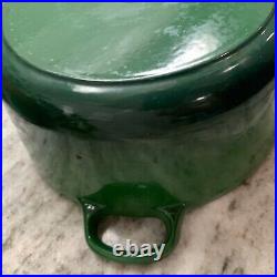 VTG Le Creuset France #26 Green Enameled Cast Iron 5.5 Qt Dutch Oven withLid EUC