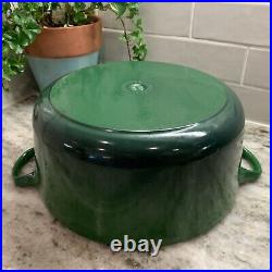 VTG Le Creuset France #26 Green Enameled Cast Iron 5.5 Qt Dutch Oven withLid EUC