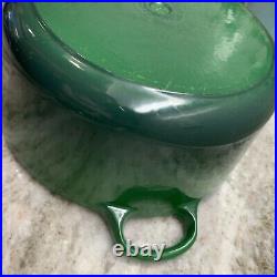 VTG Le Creuset France #26 Green Enameled Cast Iron 5.5 Qt Dutch Oven withLid EUC