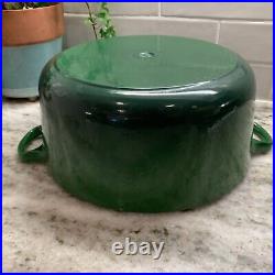 VTG Le Creuset France #26 Green Enameled Cast Iron 5.5 Qt Dutch Oven withLid EUC