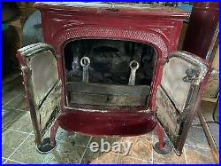 Vermont Castings Red Intrepid 2 Wood Parlor Stove With Colored Pipe