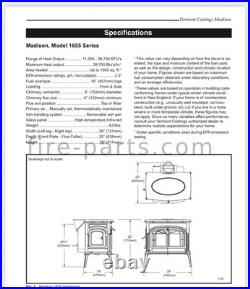 Vermont Castings WOOD STOVE (Madison 1655) Cast Iron