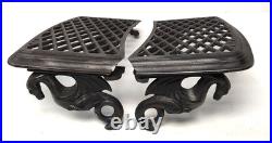 Vermont Castings Wood Stove Cast Iron Warming Shelves Pair Set withDragon Brackets