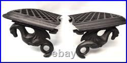 Vermont Castings Wood Stove Cast Iron Warming Shelves Pair Set withDragon Brackets