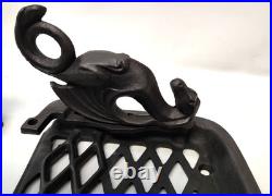 Vermont Castings Wood Stove Cast Iron Warming Shelves Pair Set withDragon Brackets
