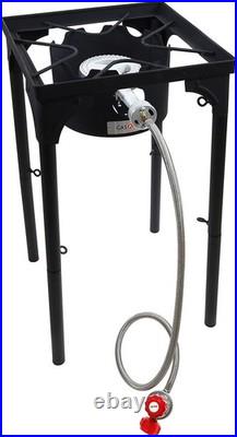 Versatile High-Pressure Propane Burner with Height Adjustable Legs & Regulator