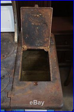 Very Rare Antique Blue White Metal Cast Iron Pointer Wood Burning Stove