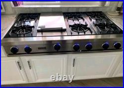 Viking 48 Professional Stainless Steel Cooktop VRT486GSS. 6 Burners + Skillet