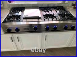 Viking 48 Professional Stainless Steel Cooktop VRT486GSS. 6 Burners + Skillet