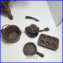 Vintage 12 Crescent Cast Iron Stove Salesman Sample and Accessories Muffin Tin