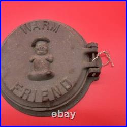 Vintage 1900s Warm Friend Stove Cover Cast Iron Face Plate Wood Working