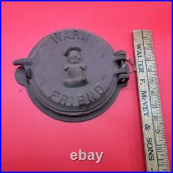 Vintage 1900s Warm Friend Stove Cover Cast Iron Face Plate Wood Working