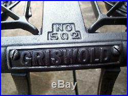 Vintage 1930's Cast Iron Griswold 2 Burner Stove NO 502 All Original Very Nice