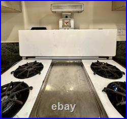 Vintage 1950s O'Keefe & Merritt Gas Stove 4 Burner with Griddle & Grillevator