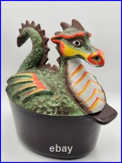 Vintage 1986 Minuteman Wood Stove Painted Dragon Cast Iron Humidifier