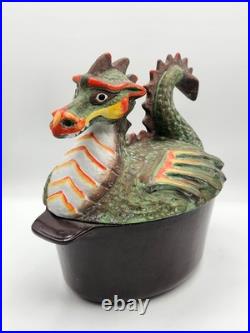 Vintage 1986 Minuteman Wood Stove Painted Dragon Cast Iron Humidifier