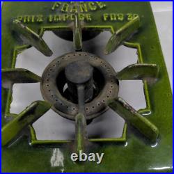 Vintage Antique GAI France Alcohol Camping Stove Enamel Cast Iron Green