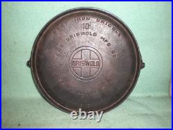 Vintage Antique Griswold Cast Iron #10 Large Logo Bailed Griddle
